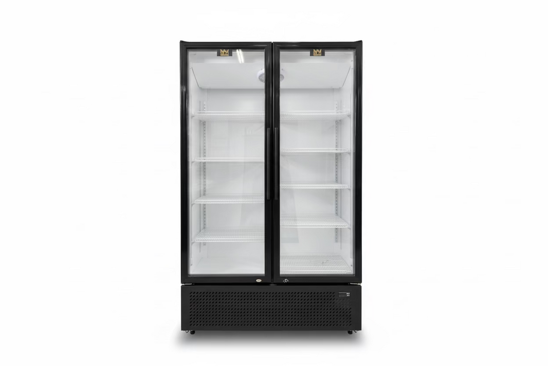Floor Stock Double Door Commercial 980L Upright Wine Bar Fridge Black