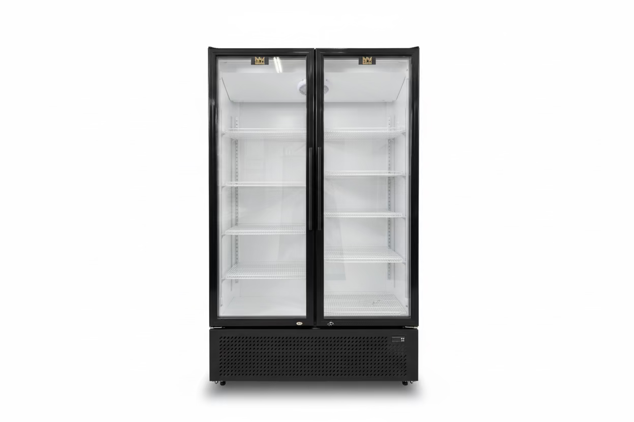 Floor Stock Double Door Commercial 980L Upright Wine Bar Fridge Black