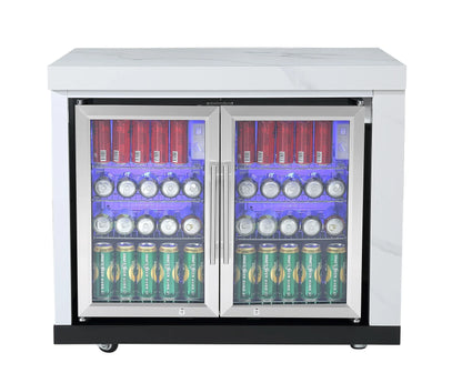 test rey 1 Twin Fridge Module Suits Rockpool White BBQ Kitchen Package Inc Stone Finishes, Aluminum Powder coated Cabinets, Castor Wheels