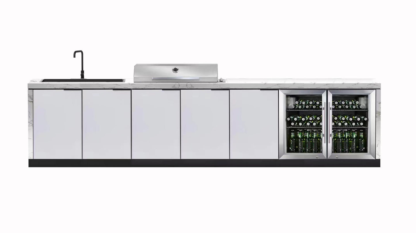 Rockpool 4B Drop In BBQ Kitchen Inc sintered stoneBenchtops, Aluminium Cabinets, Weather Resistant, Fridge & Sink