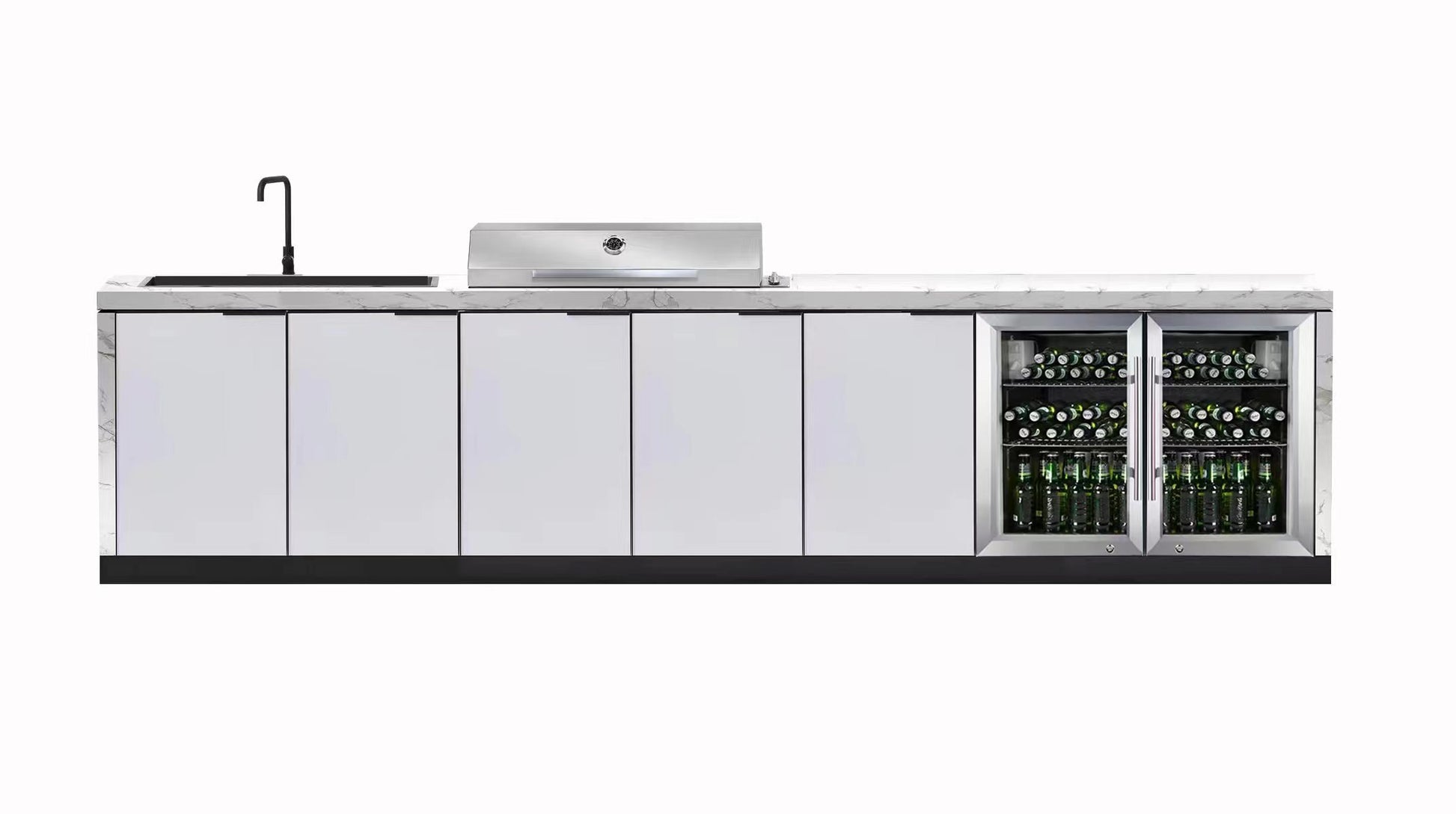 Rockpool 4B Drop In BBQ Kitchen Inc sintered stoneBenchtops, Aluminium Cabinets, Weather Resistant, Fridge & Sink