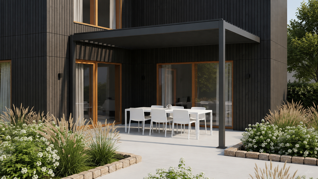 Wall Mounted 3x4M Louvered Gazebo Aluminium Pergola Monument Heavy Duty Wind Resistant