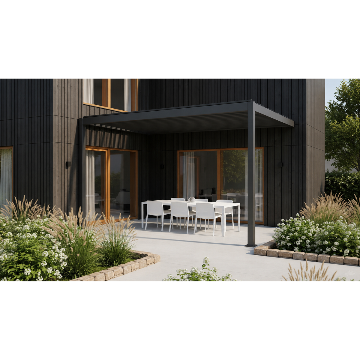 Wall Mounted 3x4M Louvered Gazebo Aluminium Pergola Monument Heavy Duty Wind Resistant