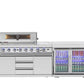 Hurricane 304 Stainless Silver 6 Burner Outdoor Kitchen w/ Fridge, Sink & Pizza Oven Bundle