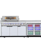 Rockpool White Sintered Stone 6 Burner Outdoor Kitchen (Natural Gas) w/ Fridge, Sink and 22" Gas Pizza Oven Bundle