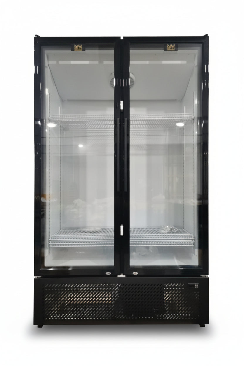 Floor Stock Double Door Commercial 980L Upright Wine Bar Fridge Black