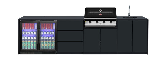 Grill King Signature Series To Suit 4 Burner Beefeater 1200, 2DR Fridge, Sink & Draw Outdoor BBQ Kitchen Package