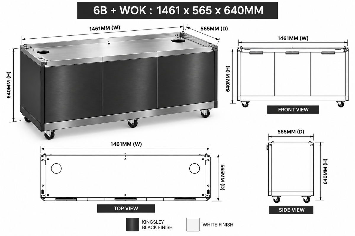Grill King Built-In BBQ Cabinet Module – Flat Pack | White 4 & 6 Burner Options