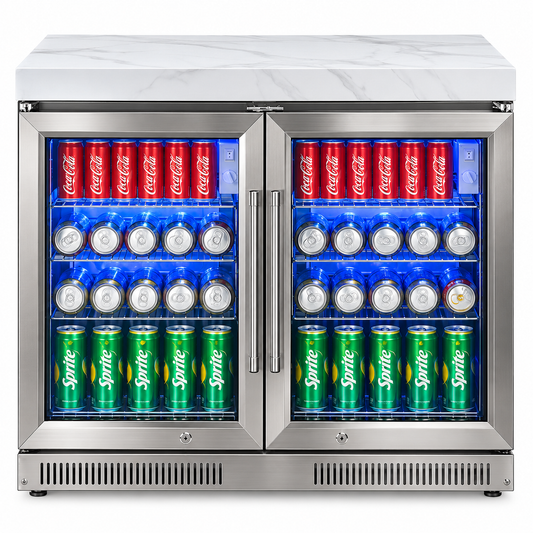 Grill King Rockpool White Bench-top & 208L Bar Fridge l