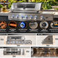 Grill King 6 Burner Stainless Steel BBQ Bundle – 208L Double Door Bar Fridge & 150cm Rangehood