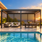 GazeboMate 3.6m × 7.2m Aluminium Louvered Pergola & Retractable Privacy Screen – Monument