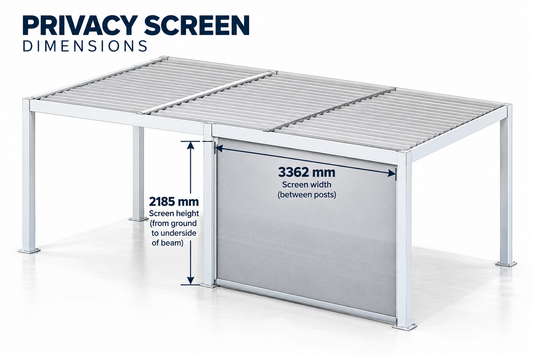 GazeboMate Retractable Privacy Screen – White | Suits 3.6m × 7.2m Louvered Gazebo