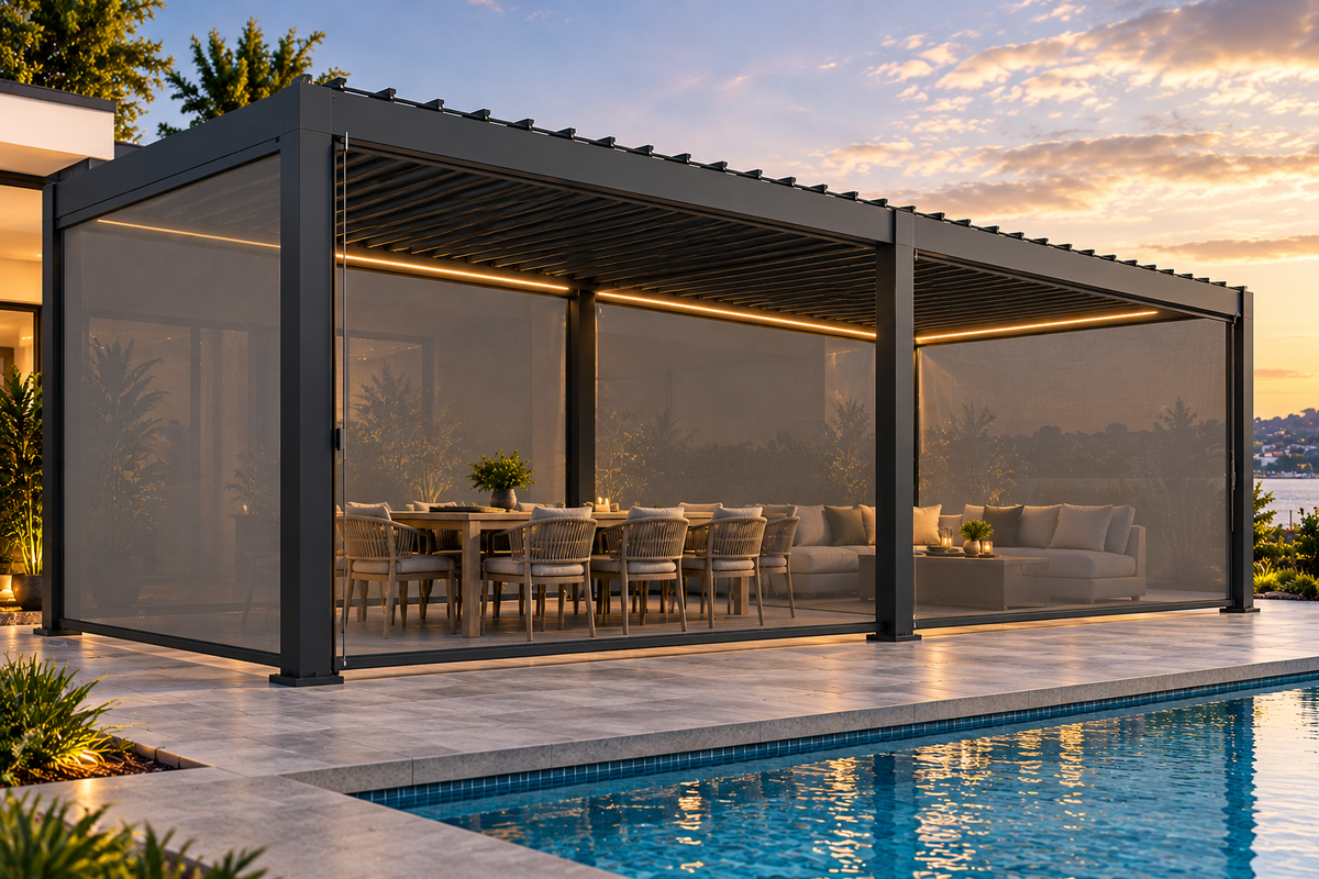 GazeboMate 3m × 6m Monument Aluminium Louvered Gazebo – Adjustable Roof Pergola