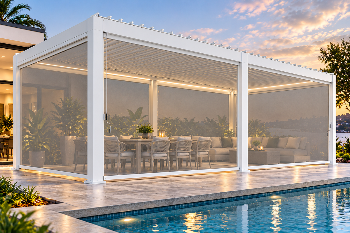 GazeboMate 3m × 6m Monument Aluminium Louvered Gazebo – Adjustable Roof Pergola