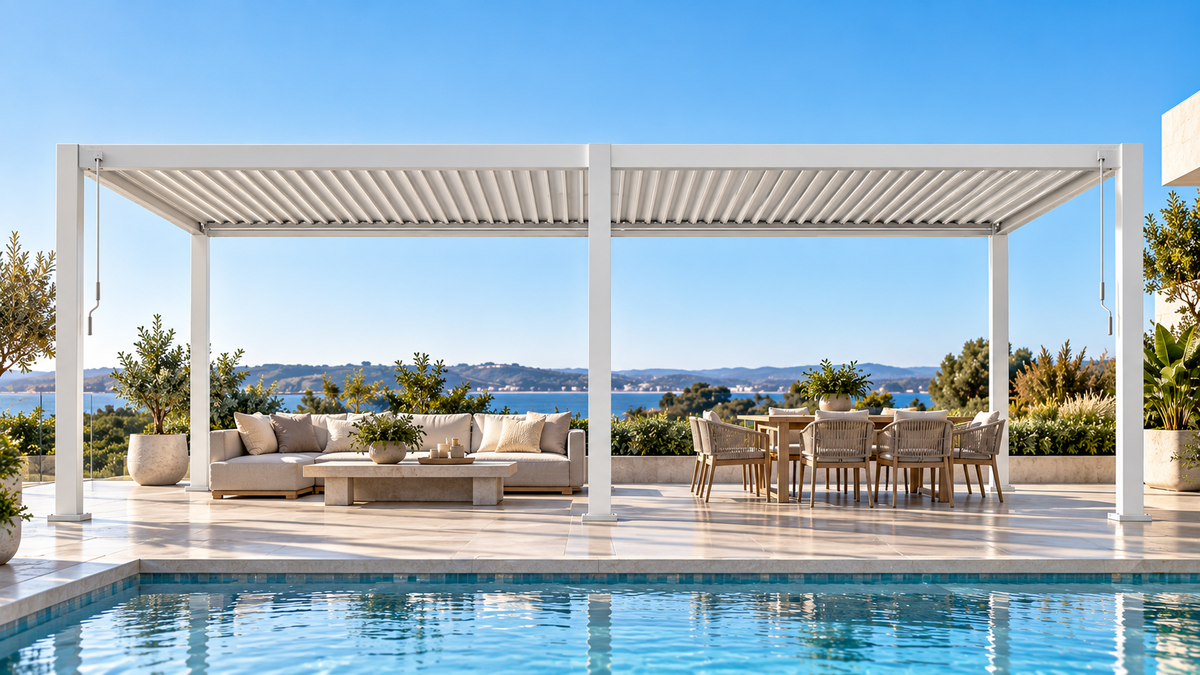 GazeboMate 4m × 6m Aluminium Louvered Gazebo – Monument | Adjustable Roof Pergola
