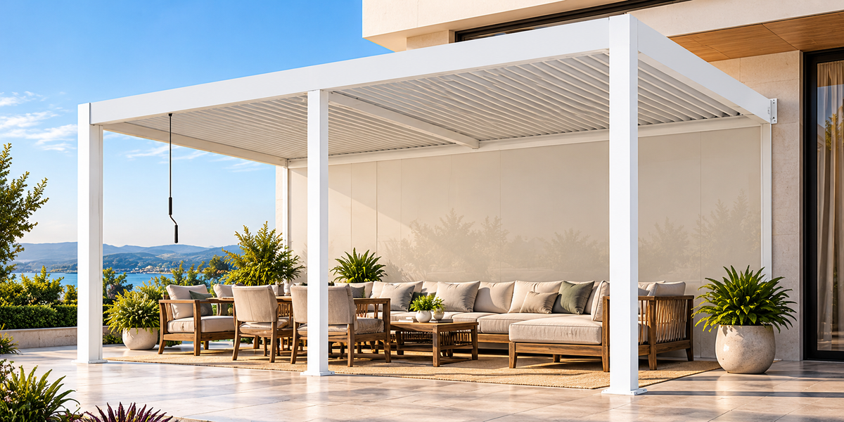 GazeboMate 4m × 6m Aluminium Louvered Gazebo – Monument | Adjustable Roof Pergola