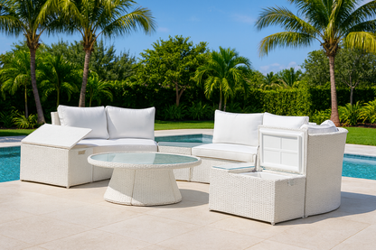 test rey 1 KABUL WHITE HALF MOON SOFA SET - Aluminium Outdoor Lounge Setting