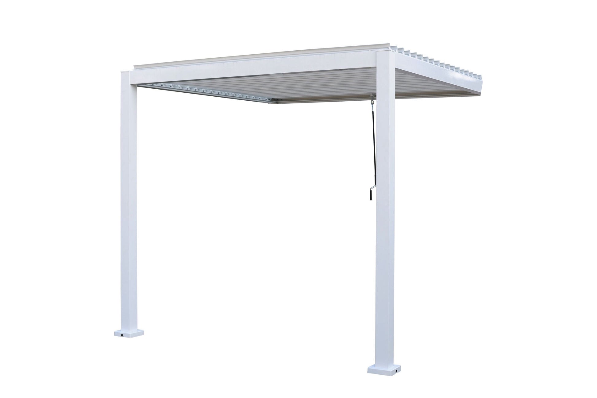 Wall Mounted 2.4x2.4M White Semi Permanent Louvred Gazebo Heavy Duty Wind Resistant