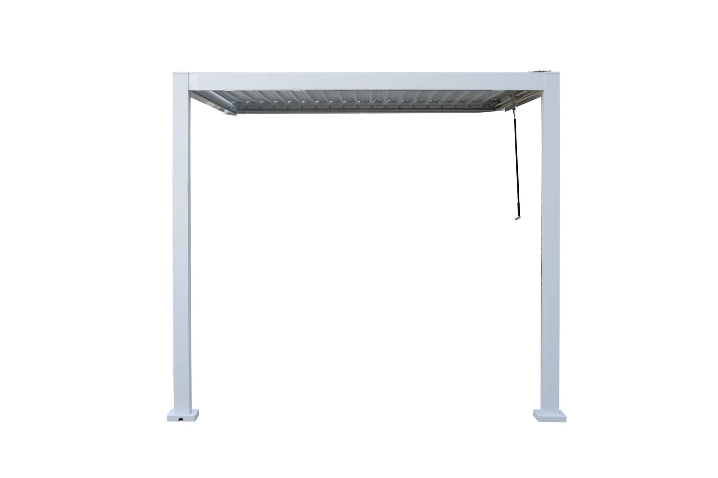 Wall Mounted 2.4x2.4M White Semi Permanent Louvred Gazebo Heavy Duty Wind Resistant