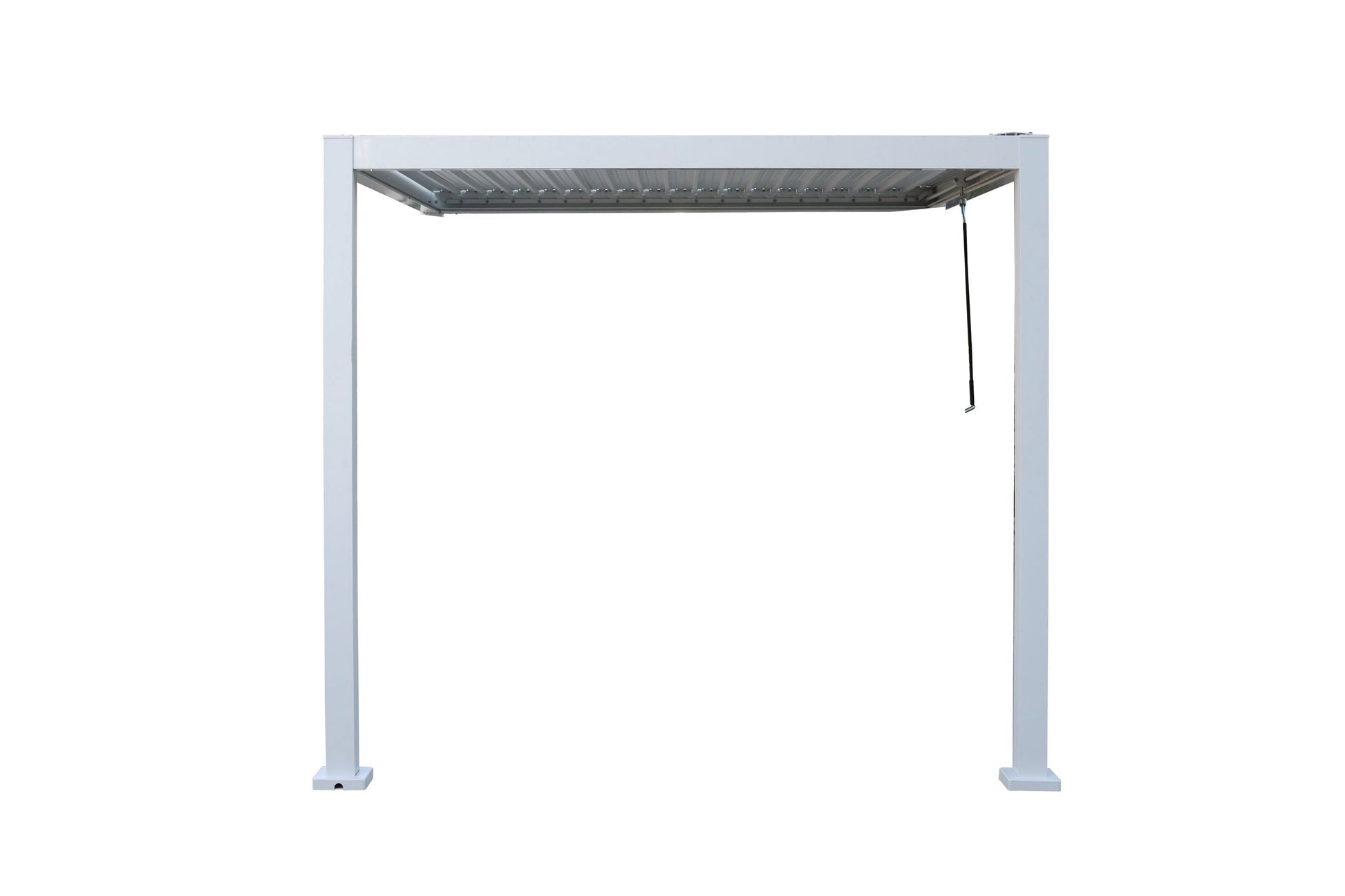 Wall Mounted 2.4x2.4M White Semi Permanent Louvred Gazebo Heavy Duty Wind Resistant