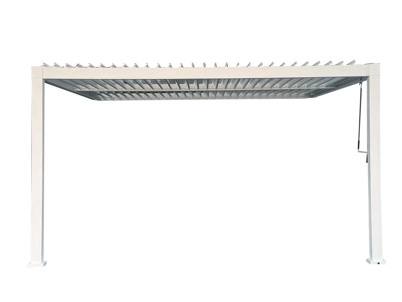 Wall Mounted 4x4M Semi Permanent Louvered Gazebo Aluminium Pergola White Heavy Duty Wind Resistant