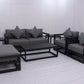 7 Piece Charcoal Aluminium Hampton Style Outdoor Furniture Lounge Set Weather Resistant 3 Seater, 1+1 + Coffee Table & 2x Side tables