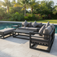 7 Piece Charcoal Aluminium Hampton Style Outdoor Furniture Lounge Set Weather Resistant 3 Seater, 1+1 + Coffee Table & 2x Side tables