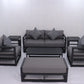 7 Piece Charcoal Aluminium Hampton Style Outdoor Furniture Lounge Set Weather Resistant 3 Seater, 1+1 + Coffee Table & 2x Side tables