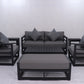 7 Piece Charcoal Aluminium Hampton Style Outdoor Furniture Lounge Set Weather Resistant 3 Seater, 1+1 + Coffee Table & 2x Side tables