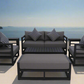 7 Piece Charcoal Aluminium Hampton Style Outdoor Furniture Lounge Set Weather Resistant 3 Seater, 1+1 + Coffee Table & 2x Side tables