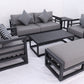 7 Piece Charcoal Aluminium Hampton Style Outdoor Furniture Lounge Set Weather Resistant 3 Seater, 1+1 + Coffee Table & 2x Side tables
