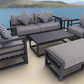 7 Piece Charcoal Aluminium Hampton Style Outdoor Furniture Lounge Set Weather Resistant 3 Seater, 1+1 + Coffee Table & 2x Side tables