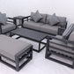7 Piece Charcoal Aluminium Hampton Style Outdoor Furniture Lounge Set Weather Resistant 3 Seater, 1+1 + Coffee Table & 2x Side tables