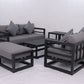7 Piece Charcoal Aluminium Hampton Style Outdoor Furniture Lounge Set Weather Resistant 3 Seater, 1+1 + Coffee Table & 2x Side tables