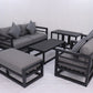 7 Piece Charcoal Aluminium Hampton Style Outdoor Furniture Lounge Set Weather Resistant 3 Seater, 1+1 + Coffee Table & 2x Side tables