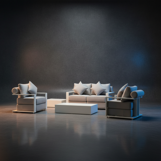 Hampton Style 4-Piece Outdoor Lounge Set โ White Aluminium Frame + Weather-Resistant Cushions