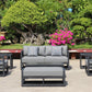 7 Piece Charcoal Aluminium Hampton Style Outdoor Furniture Lounge Set Weather Resistant 3 Seater, 1+1 + Coffee Table & 2x Side tables