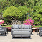 7 Piece Charcoal Aluminium Hampton Style Outdoor Furniture Lounge Set Weather Resistant 3 Seater, 1+1 + Coffee Table & 2x Side tables