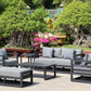 7 Piece Charcoal Aluminium Hampton Style Outdoor Furniture Lounge Set Weather Resistant 3 Seater, 1+1 + Coffee Table & 2x Side tables