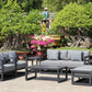 7 Piece Charcoal Aluminium Hampton Style Outdoor Furniture Lounge Set Weather Resistant 3 Seater, 1+1 + Coffee Table & 2x Side tables