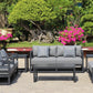 7 Piece Charcoal Aluminium Hampton Style Outdoor Furniture Lounge Set Weather Resistant 3 Seater, 1+1 + Coffee Table & 2x Side tables