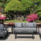 7 Piece Charcoal Aluminium Hampton Style Outdoor Furniture Lounge Set Weather Resistant 3 Seater, 1+1 + Coffee Table & 2x Side tables