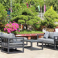 7 Piece Charcoal Aluminium Hampton Style Outdoor Furniture Lounge Set Weather Resistant 3 Seater, 1+1 + Coffee Table & 2x Side tables