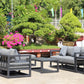 7 Piece Charcoal Aluminium Hampton Style Outdoor Furniture Lounge Set Weather Resistant 3 Seater, 1+1 + Coffee Table & 2x Side tables