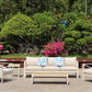5-Piece Modern Outdoor Lounge Furniture Set Inc 3-Seater Day Bed, Coffee Table, Side Table & 3+1+1