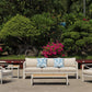 5-Piece Modern Outdoor Lounge Furniture Set Inc 3-Seater Day Bed, Coffee Table, Side Table & 3+1+1