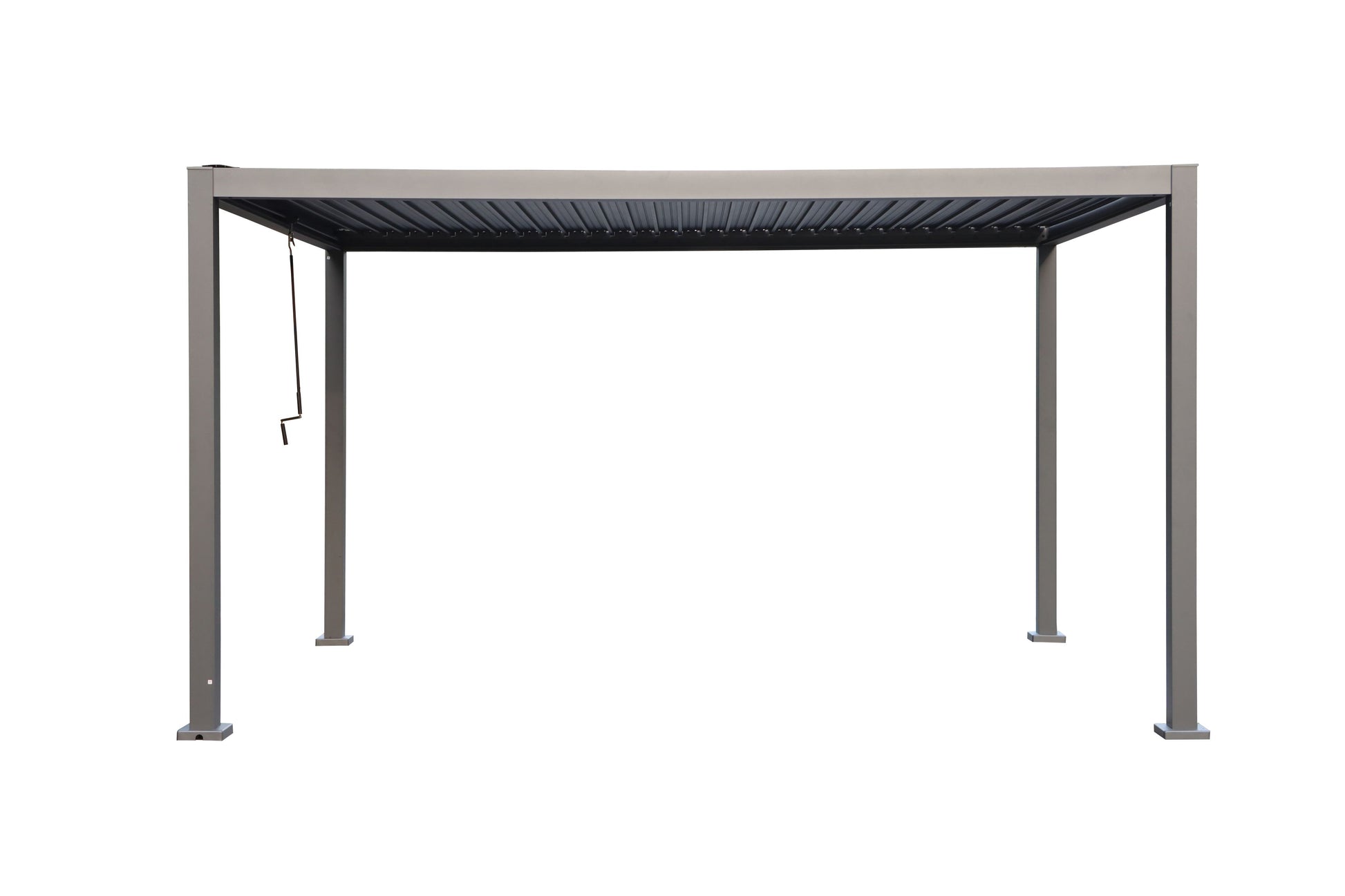 GazeboMate Combo: 3M x 4M Charcoal Aluminium Louvered Gazebo + Charcoal Retractable Privacy Screen