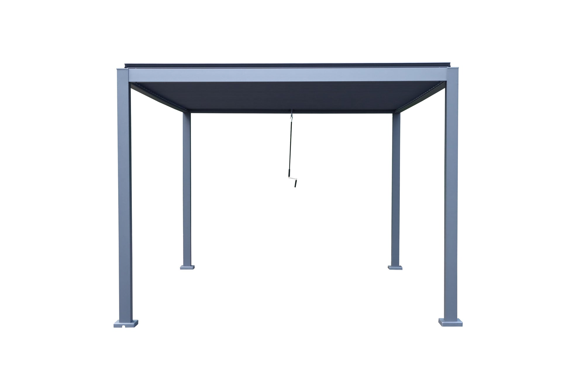 GazeboMate Combo: 3M x 4M Charcoal Aluminium Louvered Gazebo + Charcoal Retractable Privacy Screen