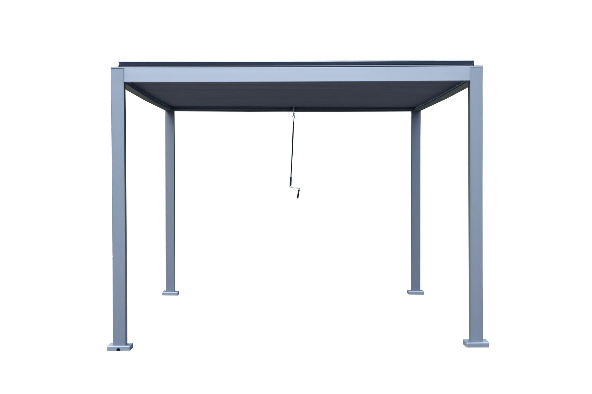 GazeboMate Combo: 3M x 4M Charcoal Aluminium Louvered Gazebo + Charcoal Retractable Privacy Screen