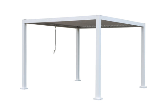GazeboMate 3x3M Semi Permanent Louvered Gazebo White Aluminium Heavy Duty Wind Resistant